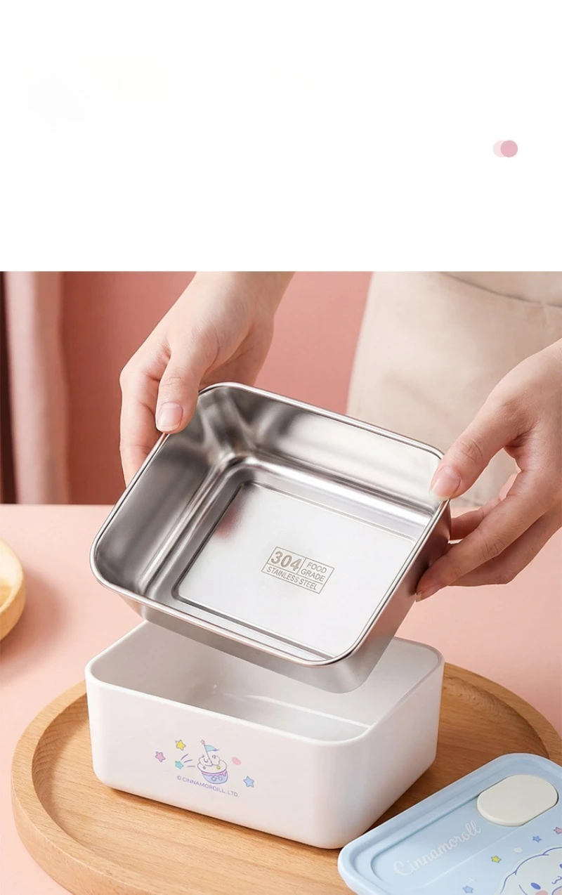 Japanese Sanrio Hello Kitty Stainless Steel Lunch Box Microwave Safe Cartoon Bento Container Gift Kawaii New Hot for You - view 5
