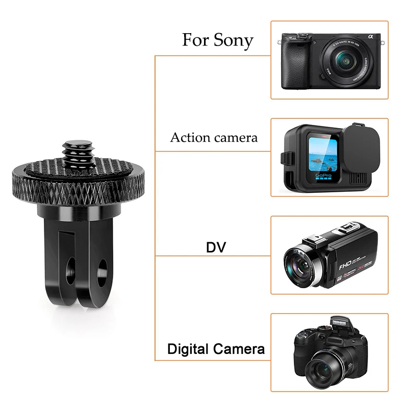 Aluminum Alloy 1/4 inch Mini Tripod Adapter Mount for GoPro Hero 13 12 10 9 8 for DJI Xiaomi  Go Pro Accessories for Insta360 X5