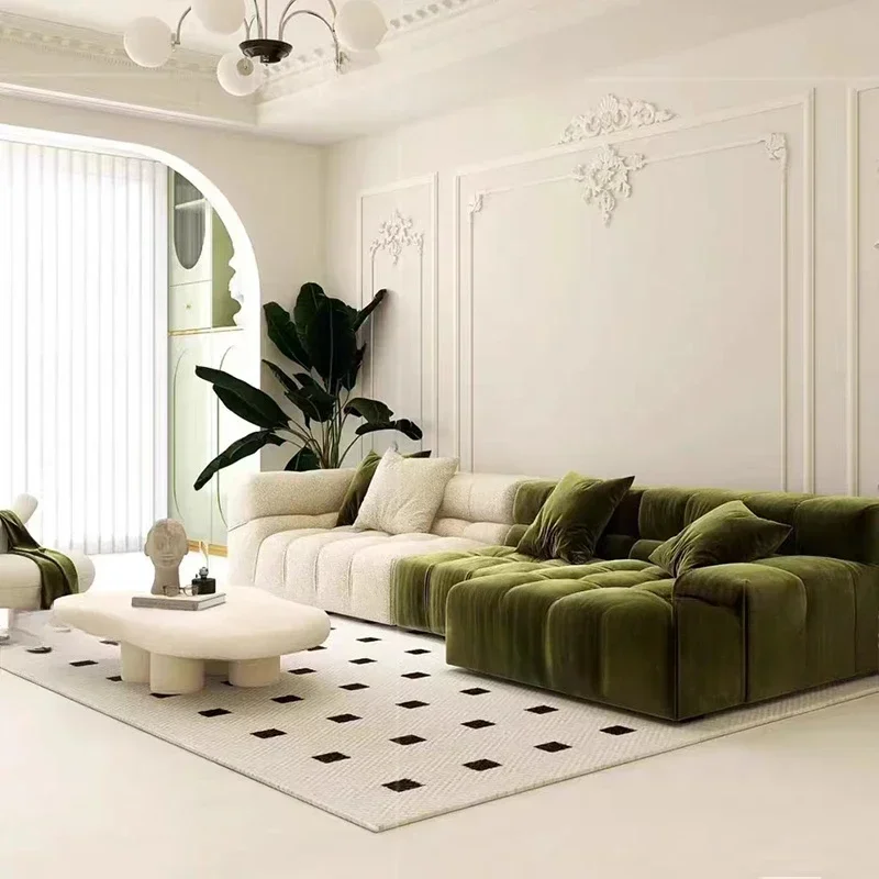 Simple module sofa fabric color matching tofu corner