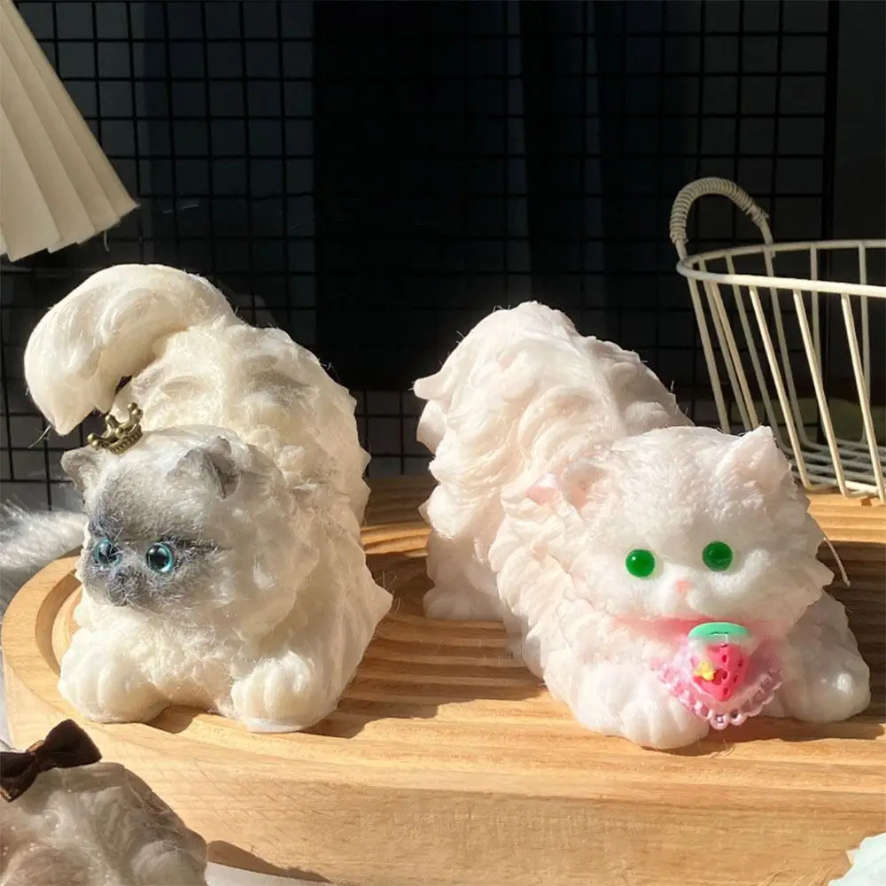 Cute Longhair Cat Persian Cat Squeeze Toy Silicone Handmade Kitten Squeeze Toy Cute Slow Rebound Gift Toy