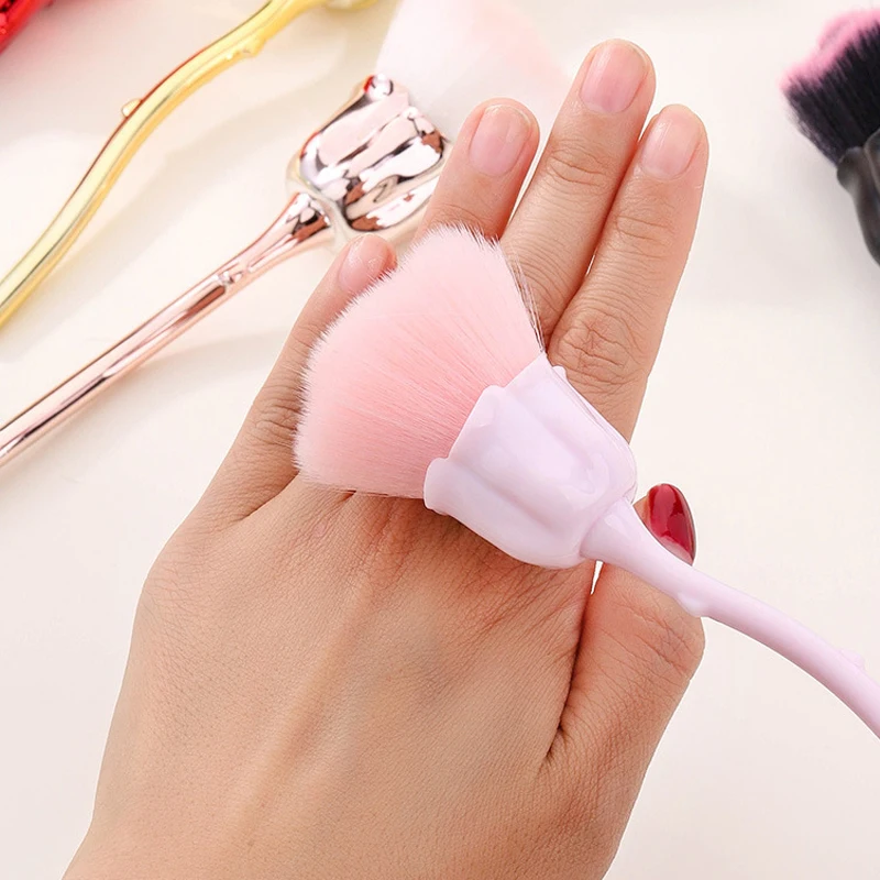 زهرة الورد مسمار فرشاة فنية إزالة مسمار الغبار فرش الاكريليك الأشعة فوق البنفسجية هلام البولندية أحمر الخدود مسحوق تنظيف أداة الجمال ماكياج فرش