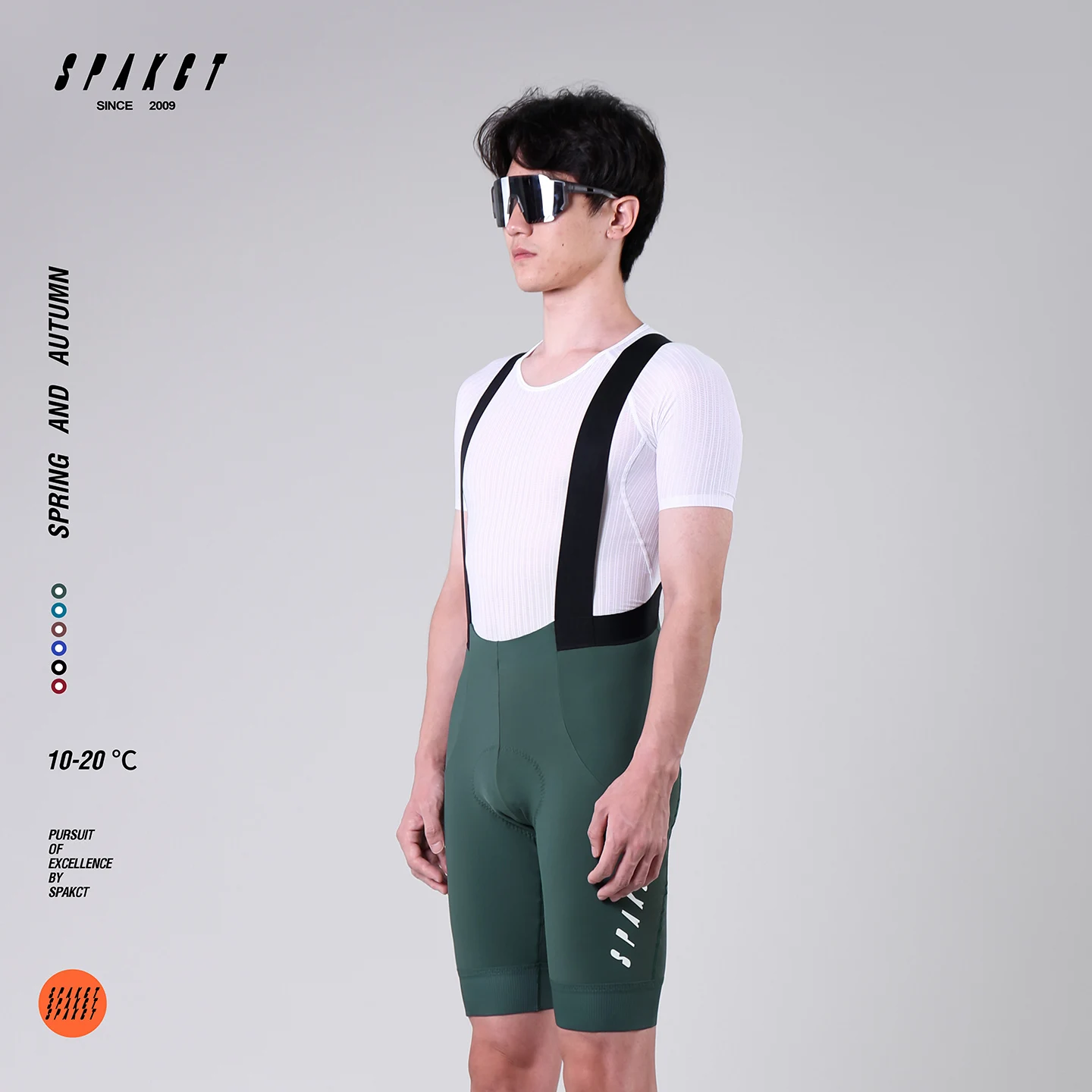 SPAKCT Men Women Brushed Cycling Bib Shorts 10‑20℃ Autumn Short Pants Italian Chamois Pad Long‑Distance Road MTB Bike