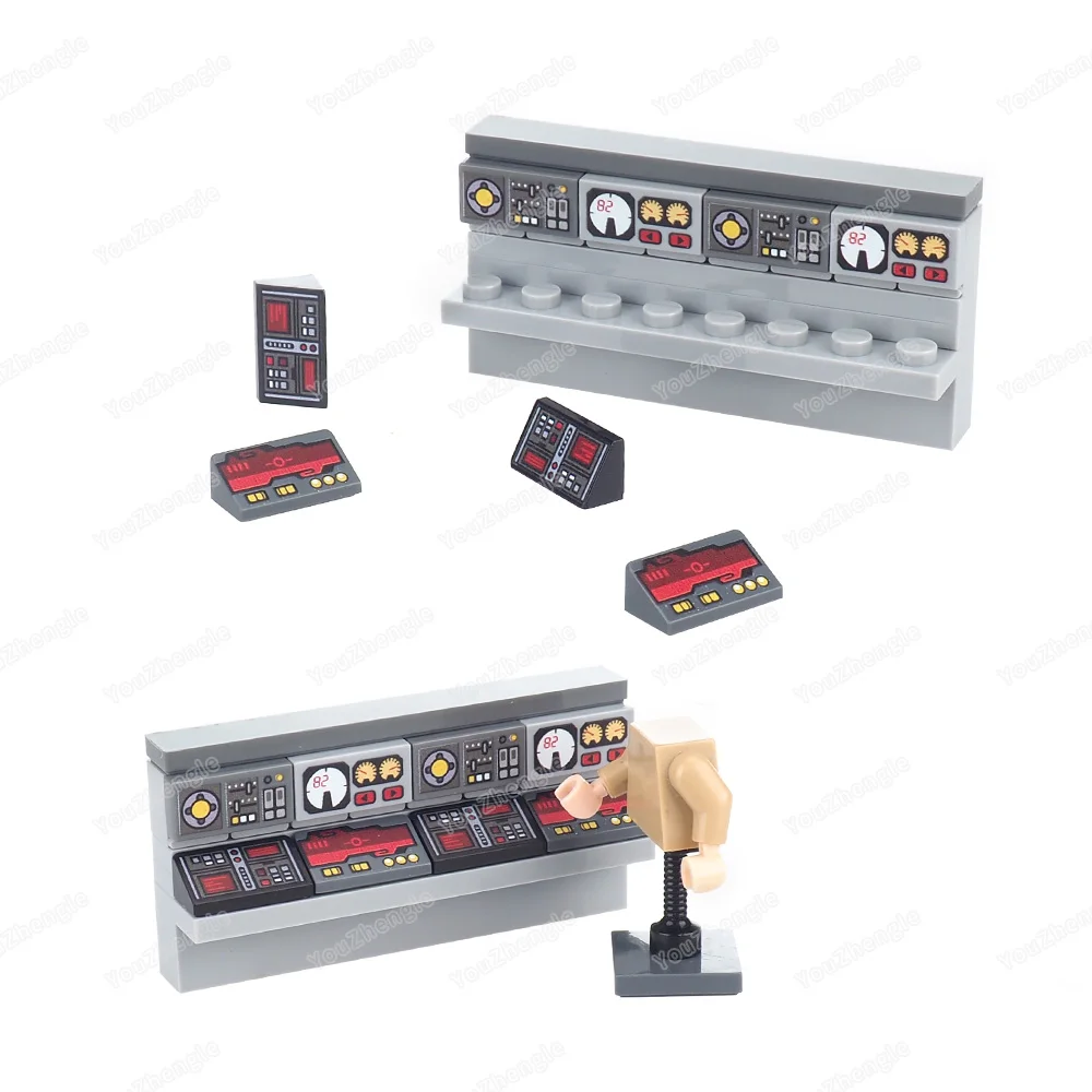 Konsole Taste Daten Baustein Montage MOC figuren Mecha Ausrüstung Bedienfeld Schlacht Szene Modell Kinder Geschenke Junge Spielzeug