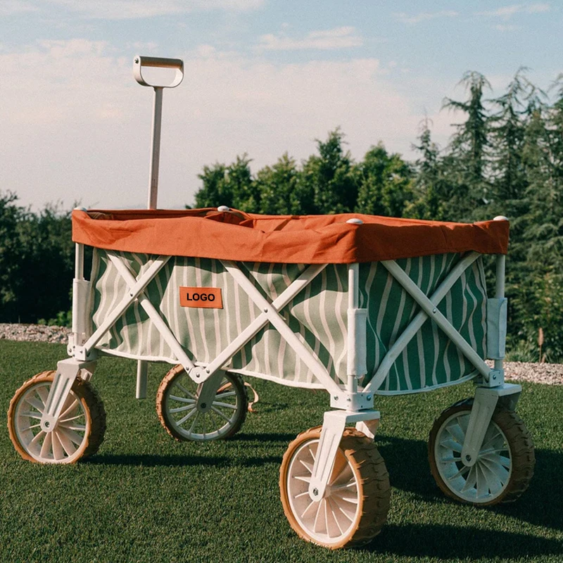 Portable Outdoor Folding Beach  Elderly Children Shopping Wogon Big Balloon Foldable Camping Handcart Metal Plastic Tool - Image 3