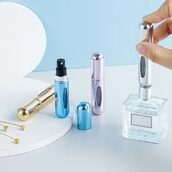 Portable Refillable Perfume Dispenser Bottle Aluminum Makeup Atomizer Bottle Empty Container Travel Mini Bottle Bottom Filling
