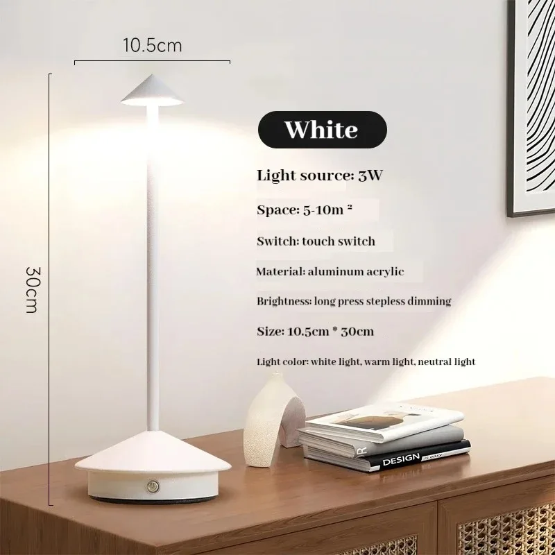GGbingo LED-Tischlampe, wiederaufladbar, Touch-Sensor, kabellose Schreibtischlampe, 3 Farben, kreatives Ambiente-Licht für den Nachttisch, Raumdekoration, Nachtlicht
