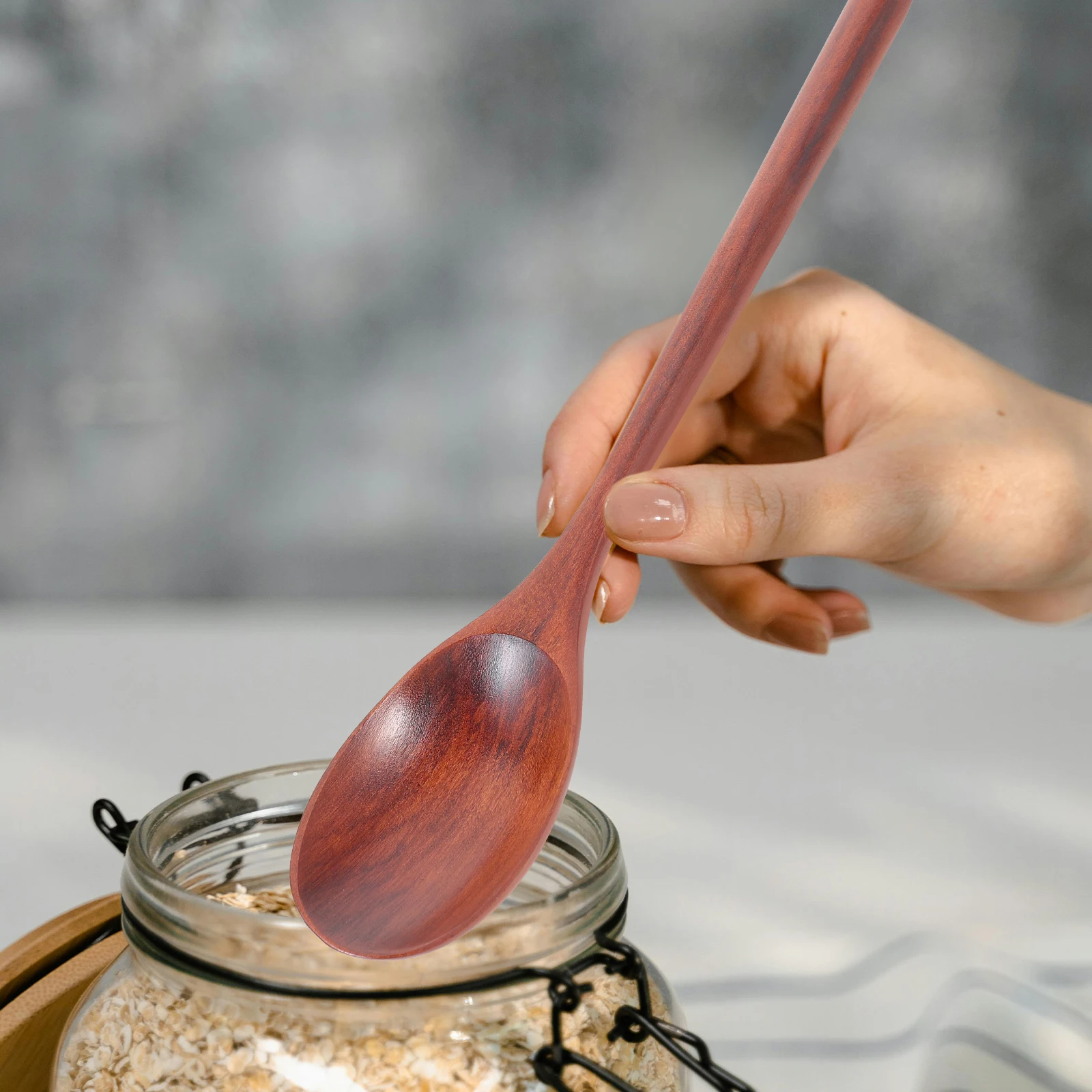 

2pcs Wooden Mixing Spoon Long Handle Smooth Finish Perfect for Salad Soup Ramen Honey Coffee Kitchen Cooking Tool