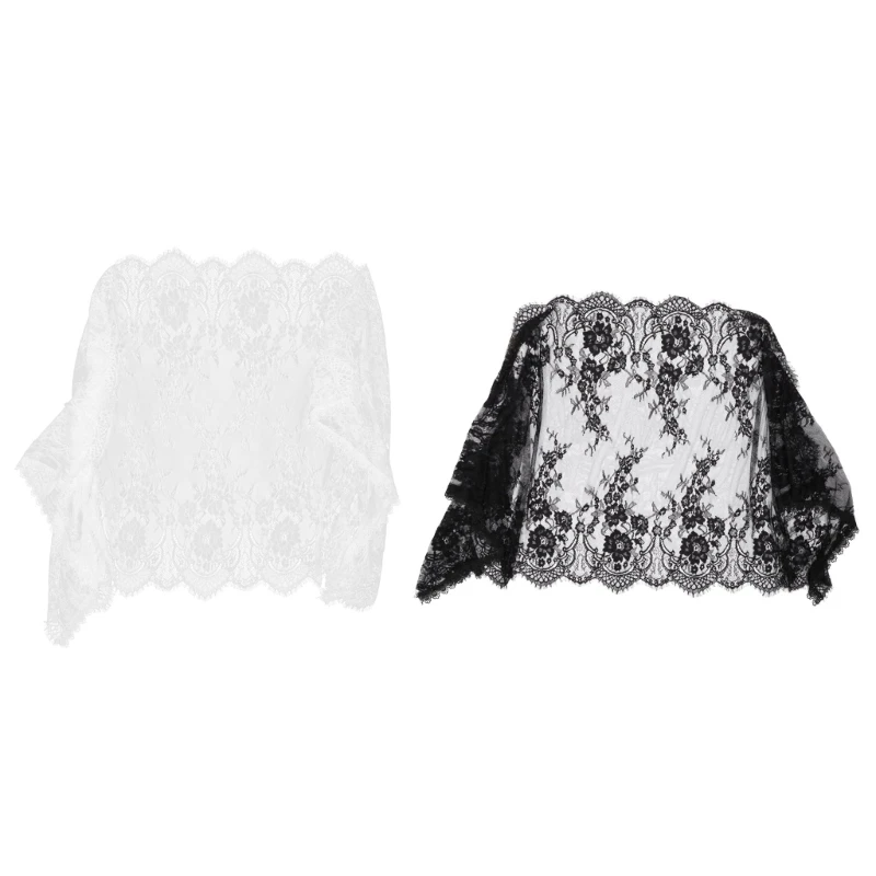 

Church Veil Mantilla Latin Mass Veils Floral Lace Shawl Scarf for Head Covering for Catholic Chapels Confirmation & Bapt