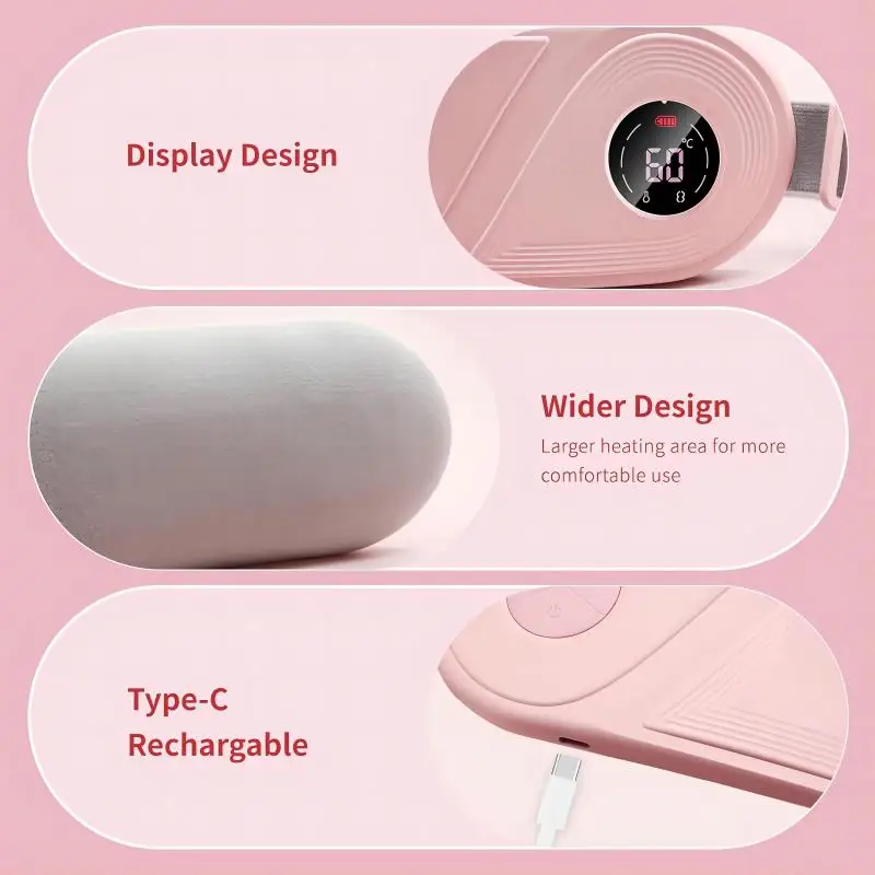 Portable Menstrual Heating Pad Abdominal Massager Cordless Warm Palace Waist Belt Device for Women Period Cramps Pain Relief