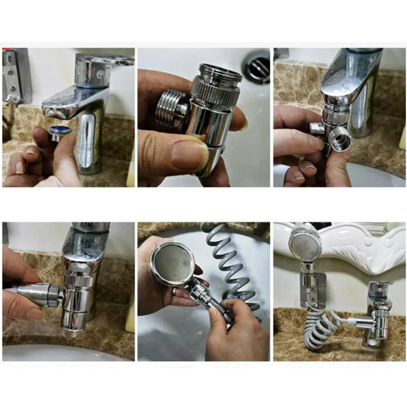 Cabeça de chuveiro mangueira conector douche kit válvula cobre banheiro spray bidé jet torneira titular mangueira casa hotel banheiro pulverizador c2