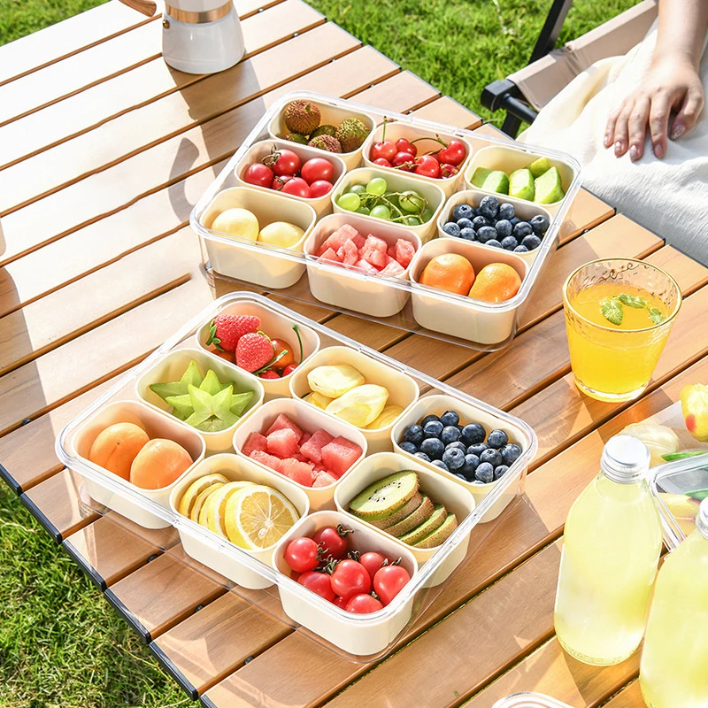 Refrigerator Storage Box 9 Grid Food Vegetable Fruit Retain Freshness Storage Box Fridge Organizer Meat Onion Ginger