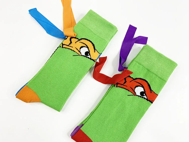 Teenage Mutant Ninja Turtles Socks Cartoon Character  AB Style Men and Women Sewing Ribbon Couple Socks Middle Tube Socks