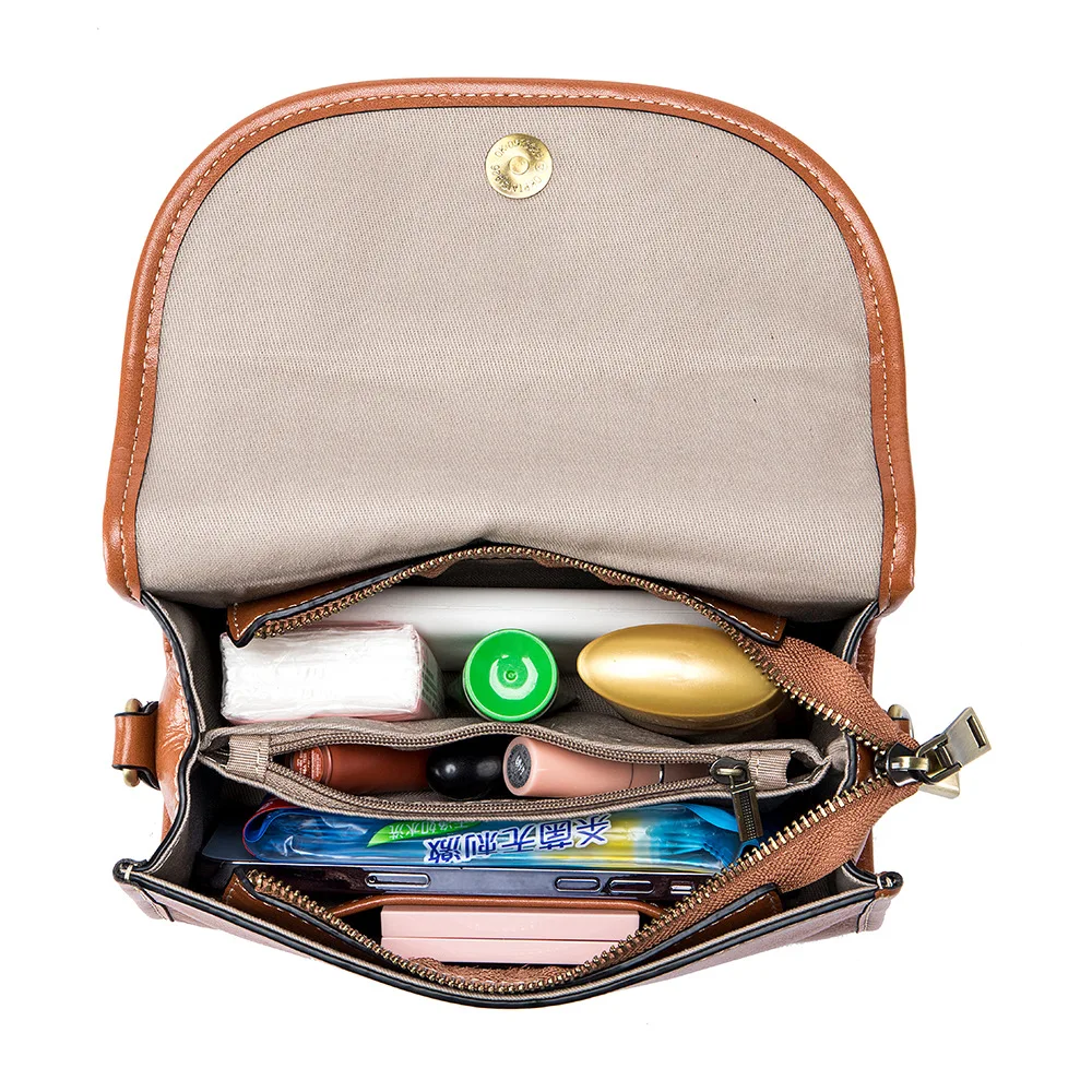 Genuine Leather Crossbody Purse for Women Vintage Designer Handbags Ladies Flap Over Small Shoulder Bag Cell Phone Purse 2 Strap image 4