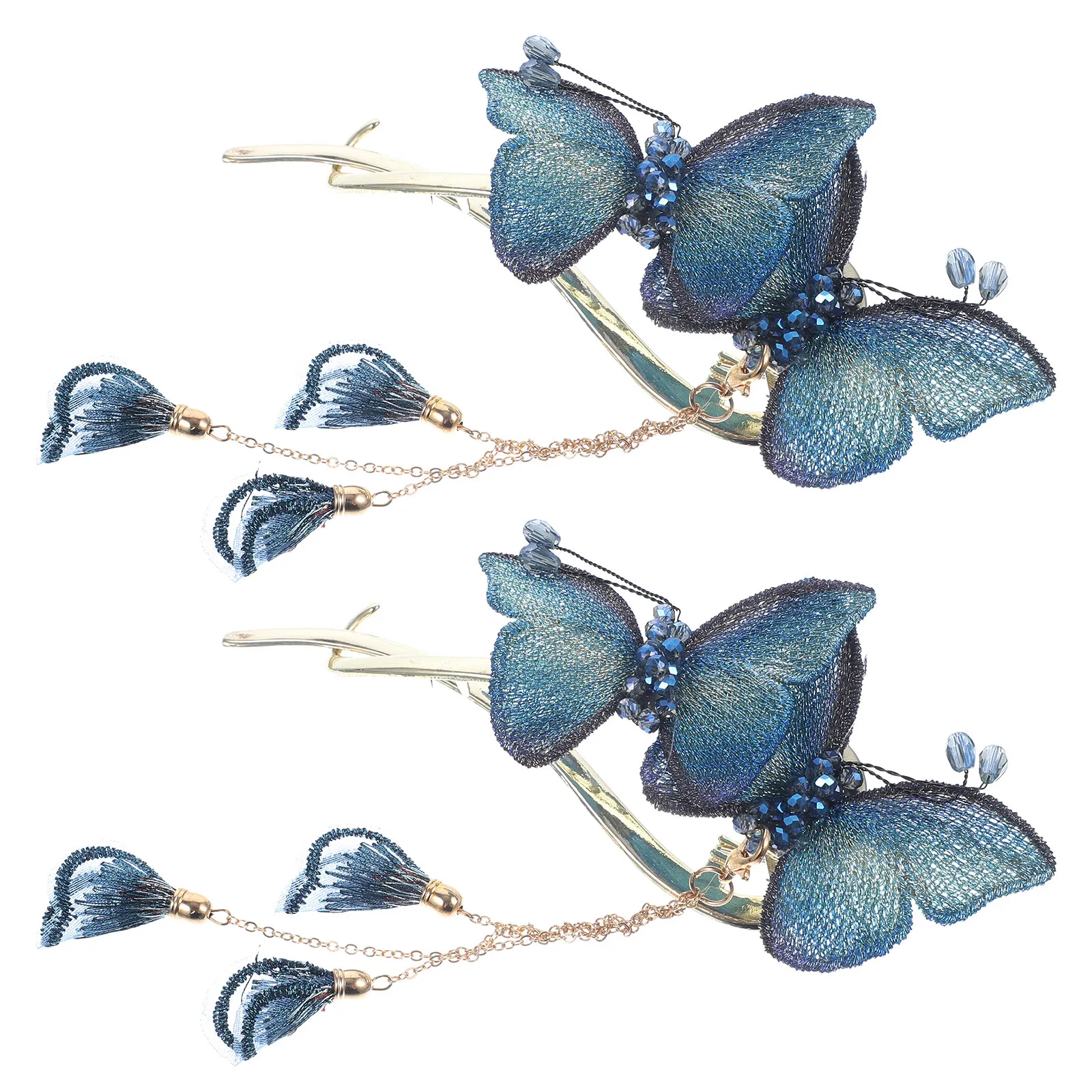 

2Pcs Double Butterflies Hair Clips Exquisite Alloy Metal Hairpins for Women Elegant Stylish Bridal Wedding Hair Accessories