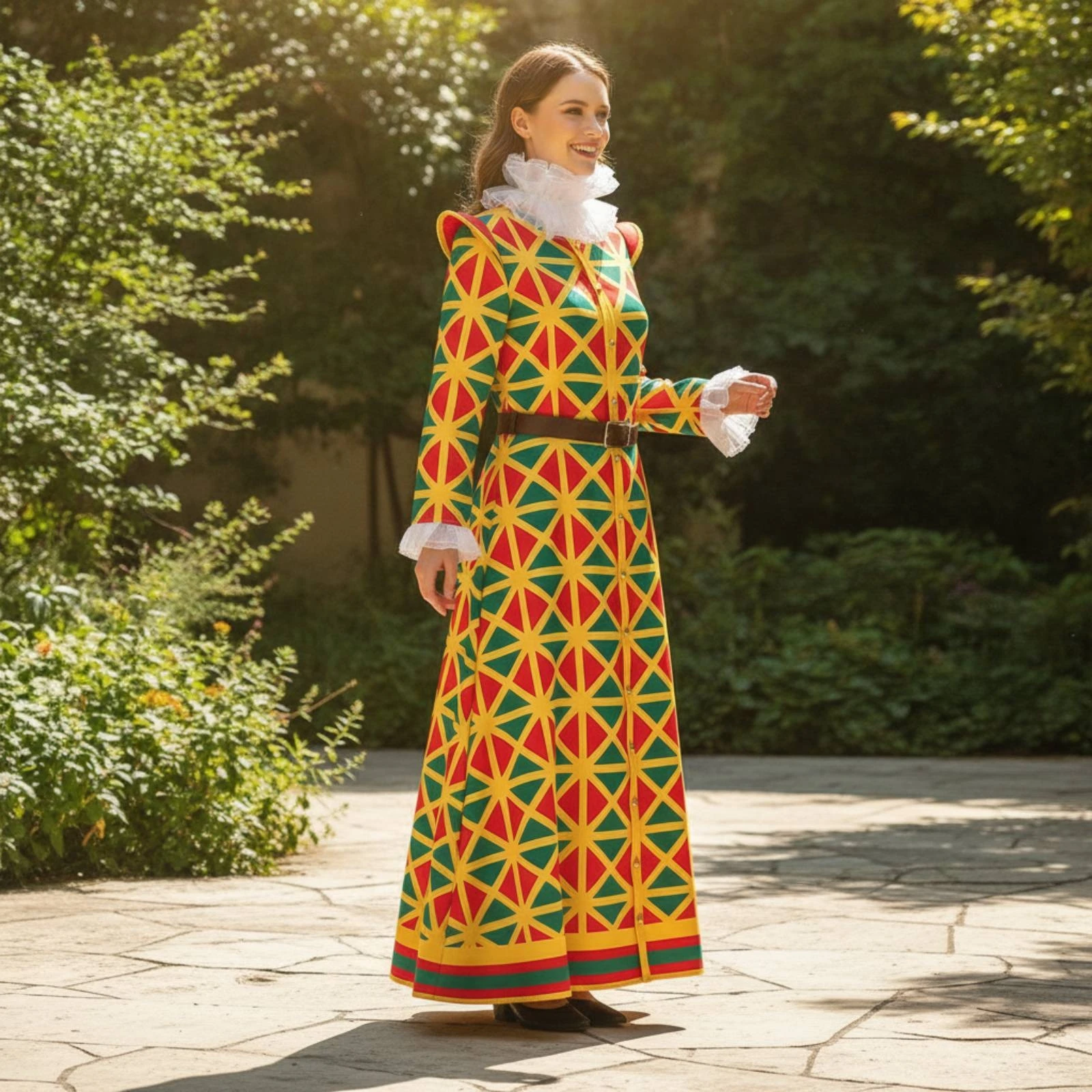 Jester Dress Long-Sleeve Cosplay Costume Dress with Ruffled Collar Ankle-Length Ruffled Collar Comfortable for Women - view 6