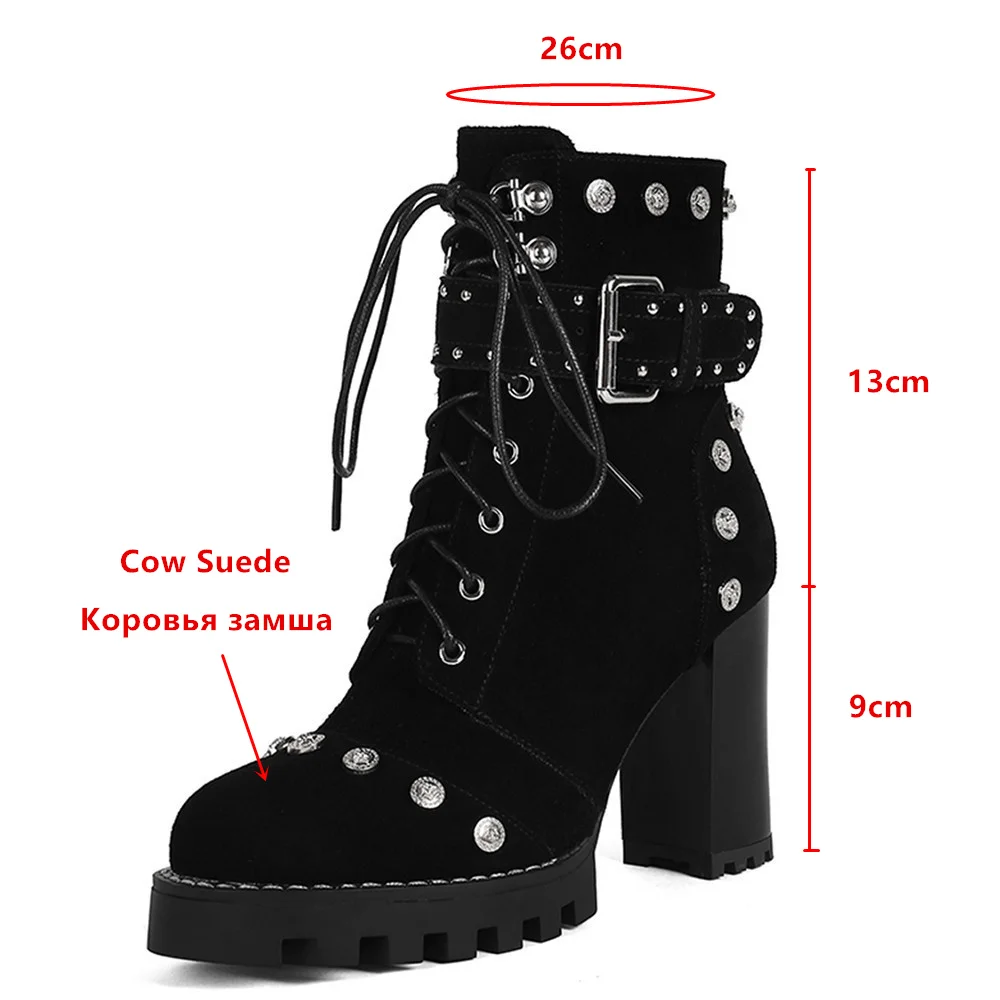 MILI-MIYA Hot Sale Spring Autumn Women Ankle Boots Strange Style Fashion Platform Block High Heels Lace Up Zipper Model Shoes
