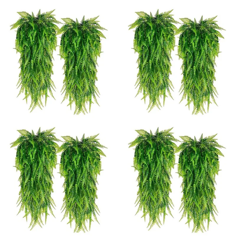 

4X 33Inch Persian Fern Leaves Vines Room Decoration Hanging Artificial Plant Leaf Grass Wedding Party Balcony Decoration