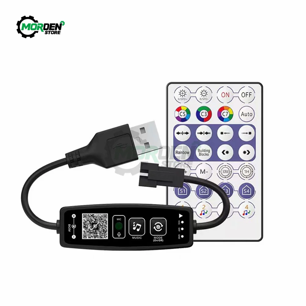 

WS2812B Controller Bluetooth-compatible Pixel LED Strip Light SK6812 WS2811 WS2812 LED Light Strip USB 5V APP Remote Controller