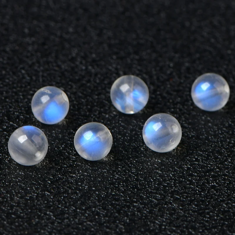 6A Natural Blue Light Ice Moonstone Genuine Crystal Quartz Single Bead Handmade DIY