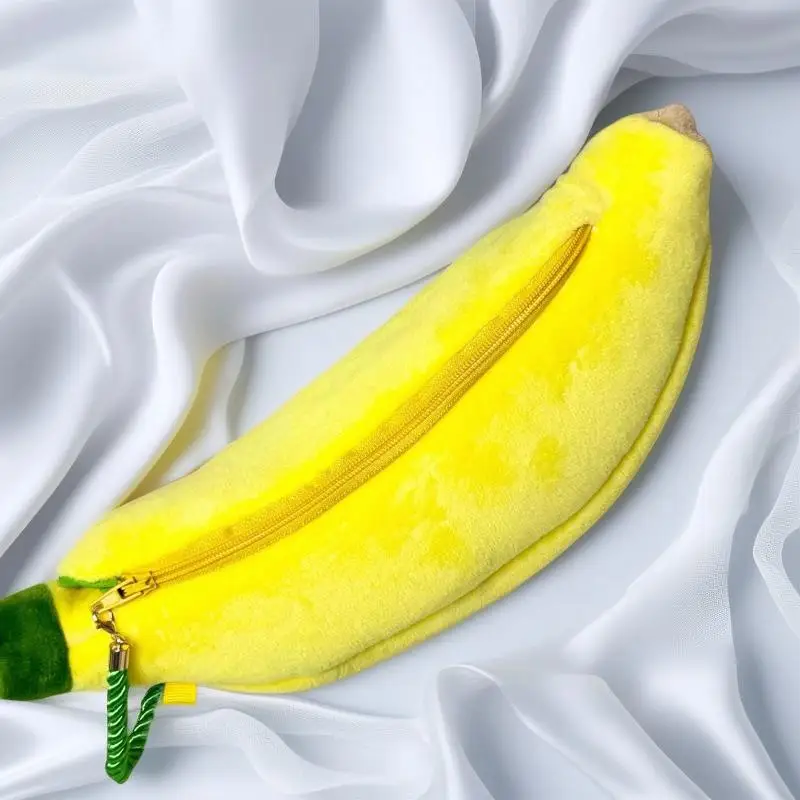 Cartoon Banana Plush Pen Case Kawaii Simulation Fruit Stationery Bag Multifunctional Storage Pouch School Supplies