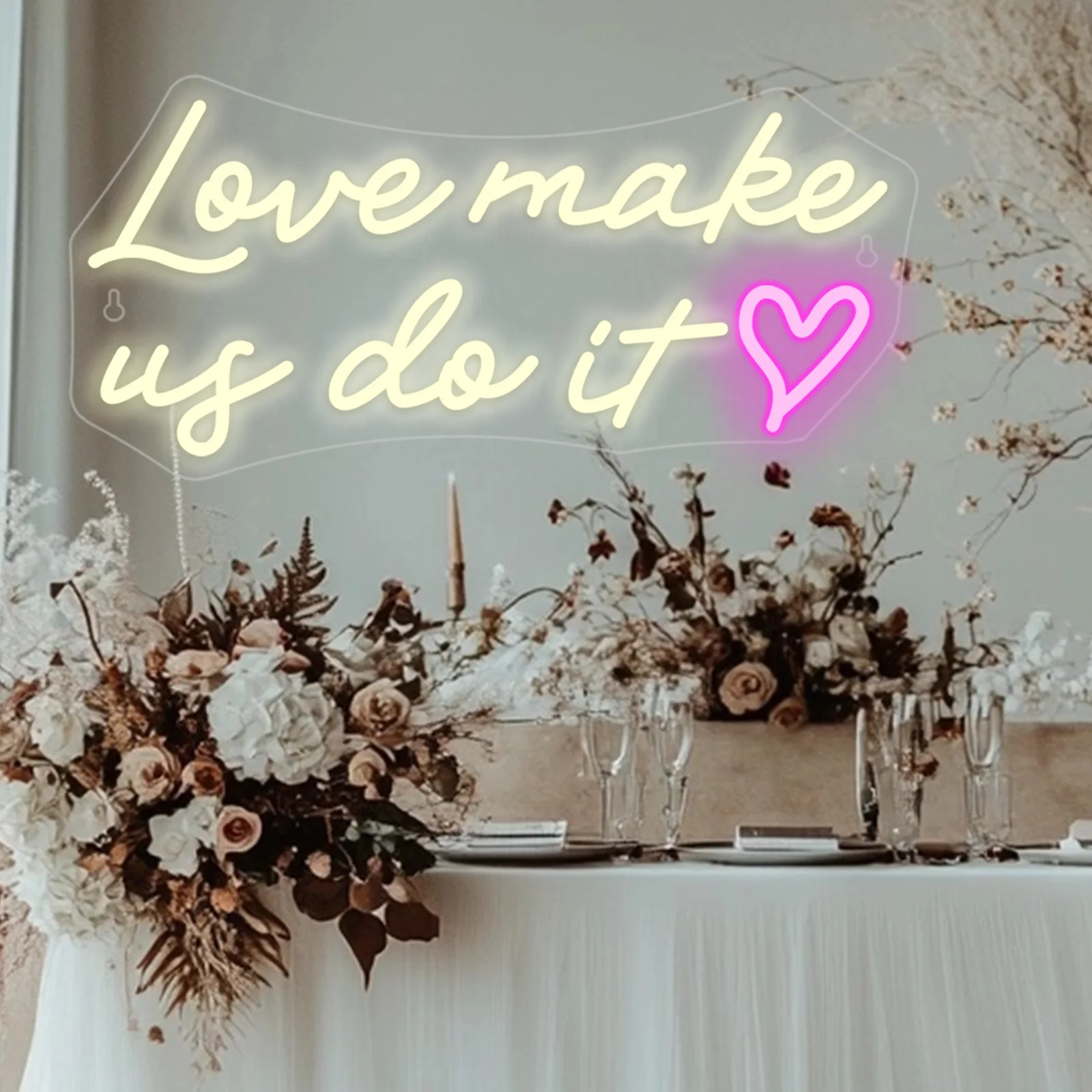 Love Makes Us Do It Neon Sign For Wall Decor Wedding Room Decoration Dimmable USB Lamp For Home Engagement Proposal Party