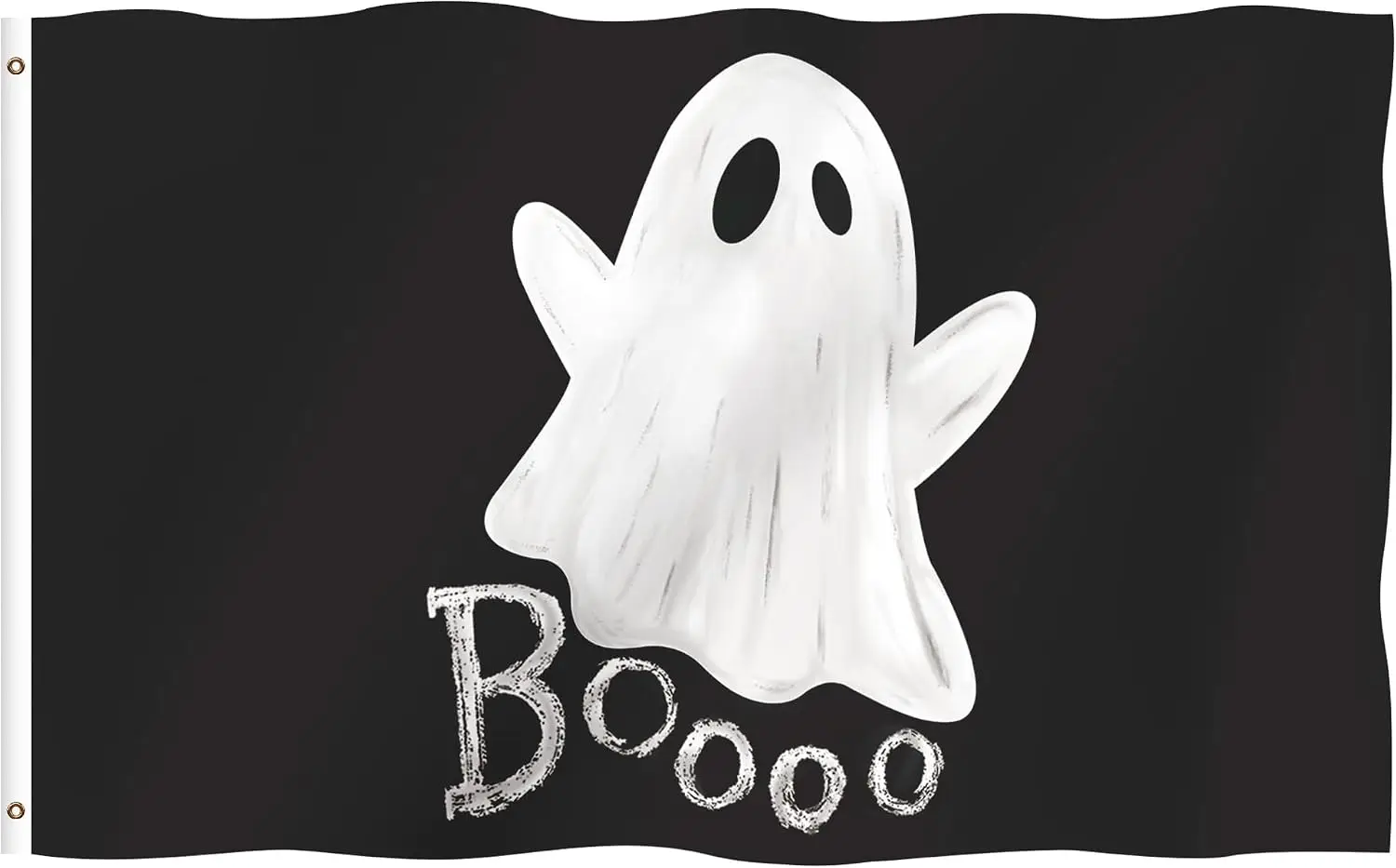 Halloween Ghost Garden Flag 3x5 Ft Double Sided 3 Layers, Boo Black with Brass Grommets Yard Outdoor Decorative Flag