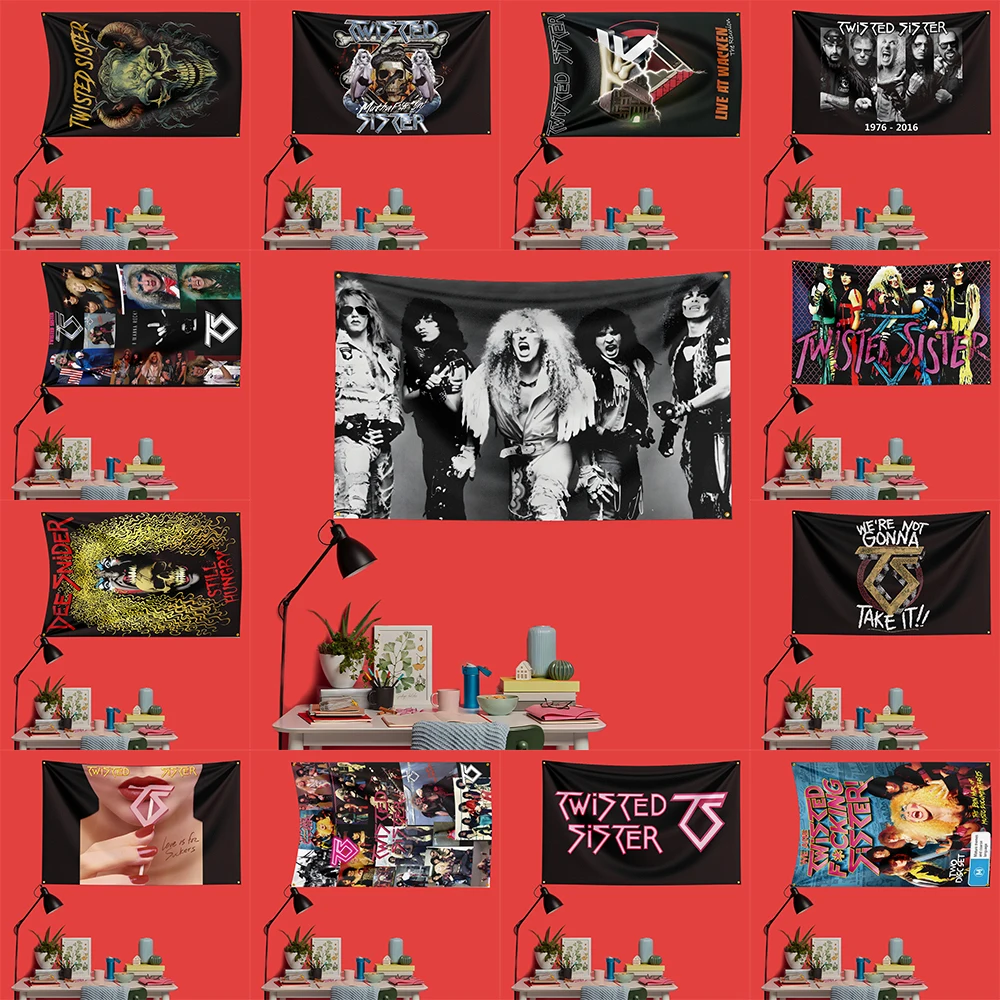 

Twisted Sister Inspired Rock Music Flag 3x5 FT 90x150cm Polyester Decorative Banner Tapestry For Music Fans Bedroom Wall Decorat