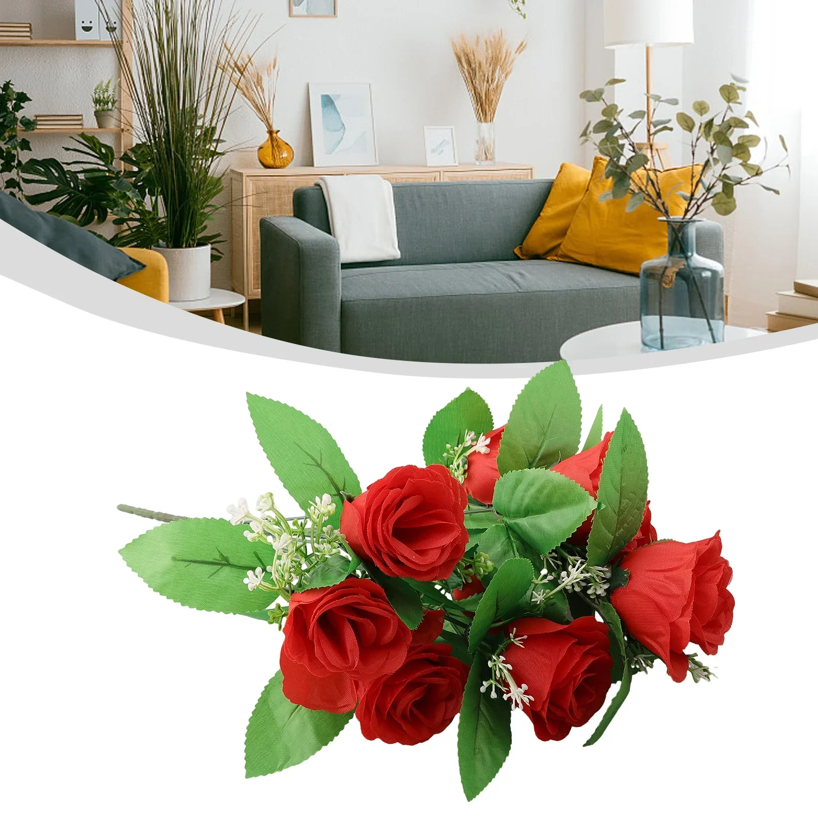 حرير صناعي وزهور بلاستيكية ، برعم ورد مزيف ، زخرفة حفل زفاف ، ديكور منزلي خارجي ، 10 رؤوس ، 42 * #1