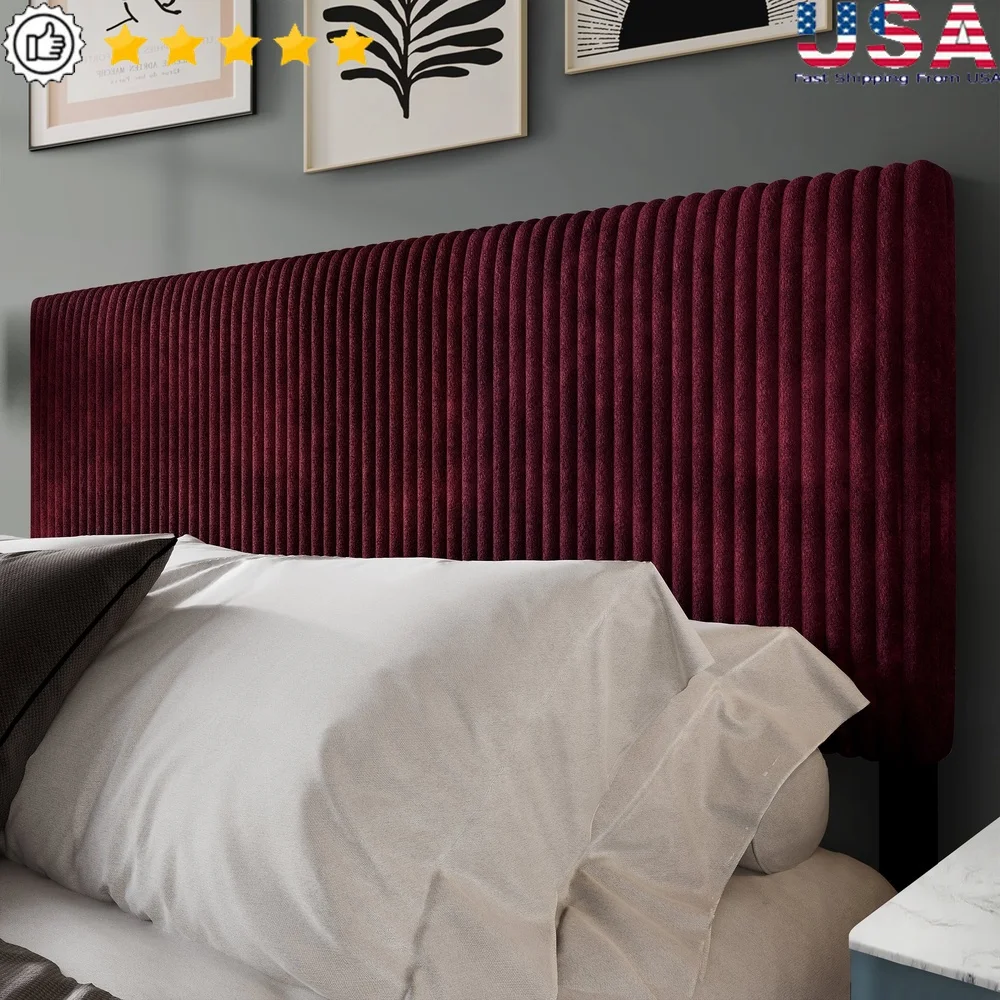 

Elegant Adjustable Velvet Upholstered Twin Headboard with Vertical Channel-Stitching Foam Padding Easy Assembly Luxurious