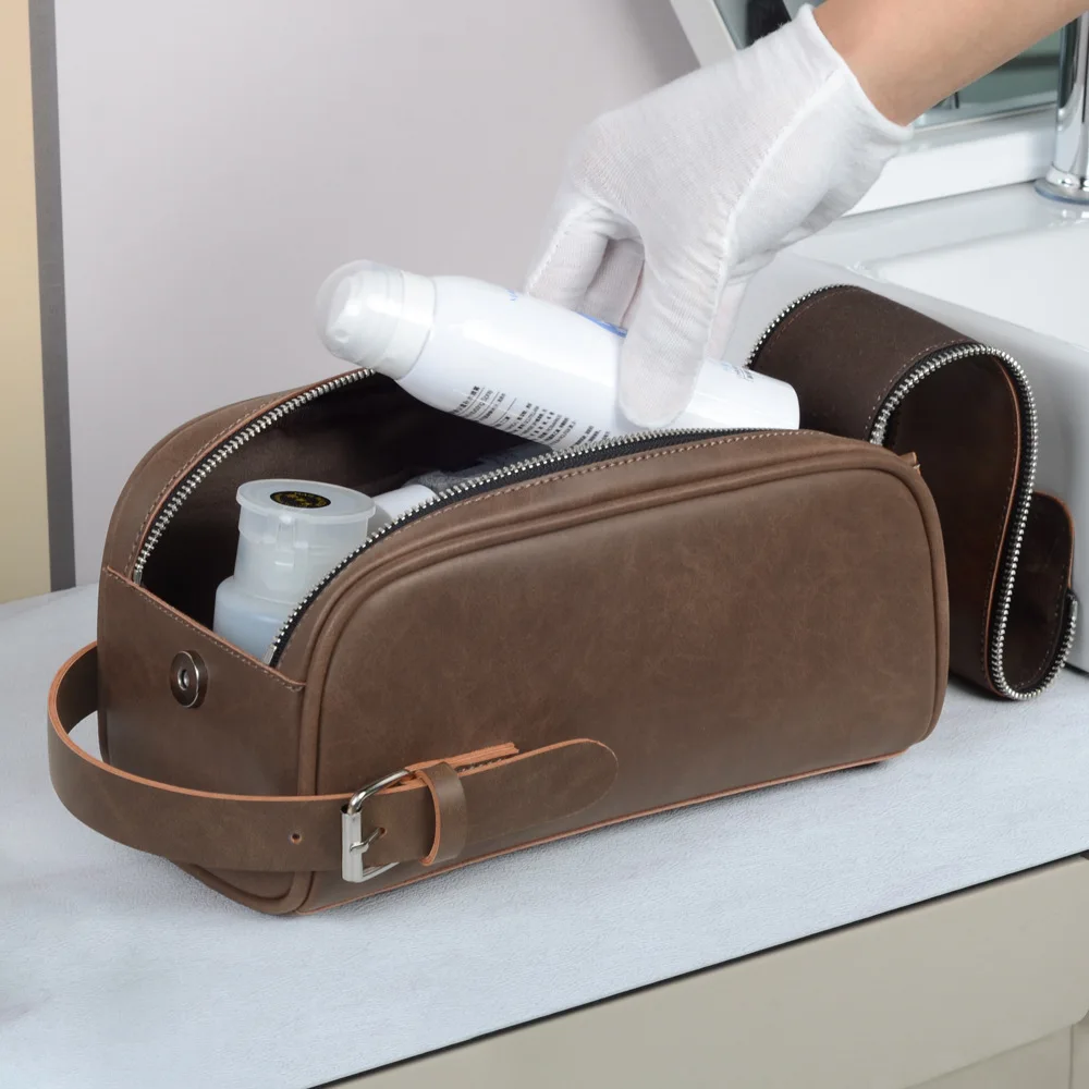 pu retro large capacity waterproof wash bag high-grade cosmetic bag storage bag travel handbag