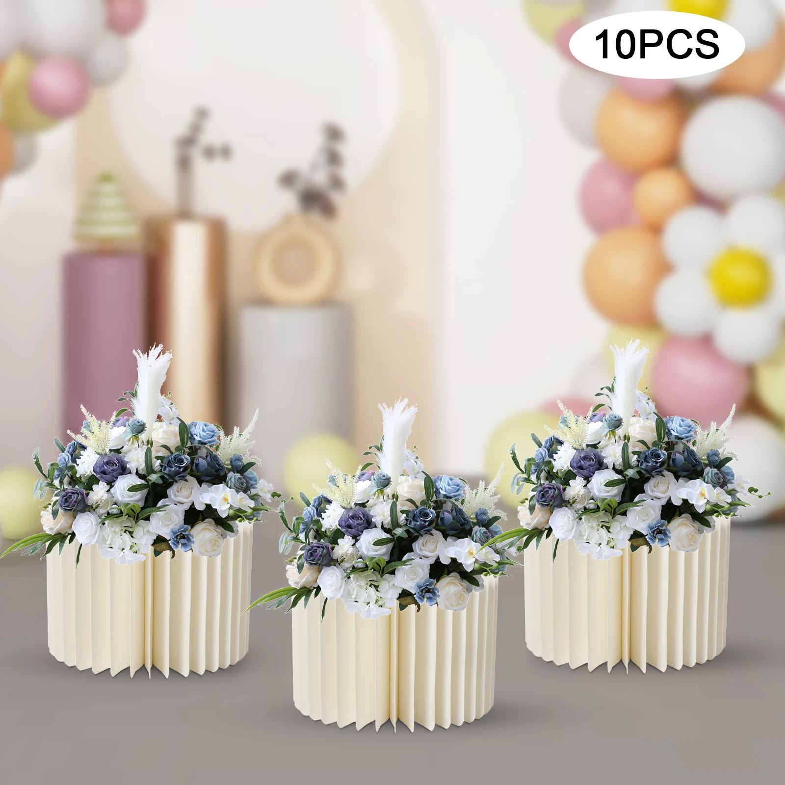 

10 Pcs Cardboard Weddings Decoration Table Cylinder Centerpiece Stands Center Vases Flowers Stand for Party Tables Decorations