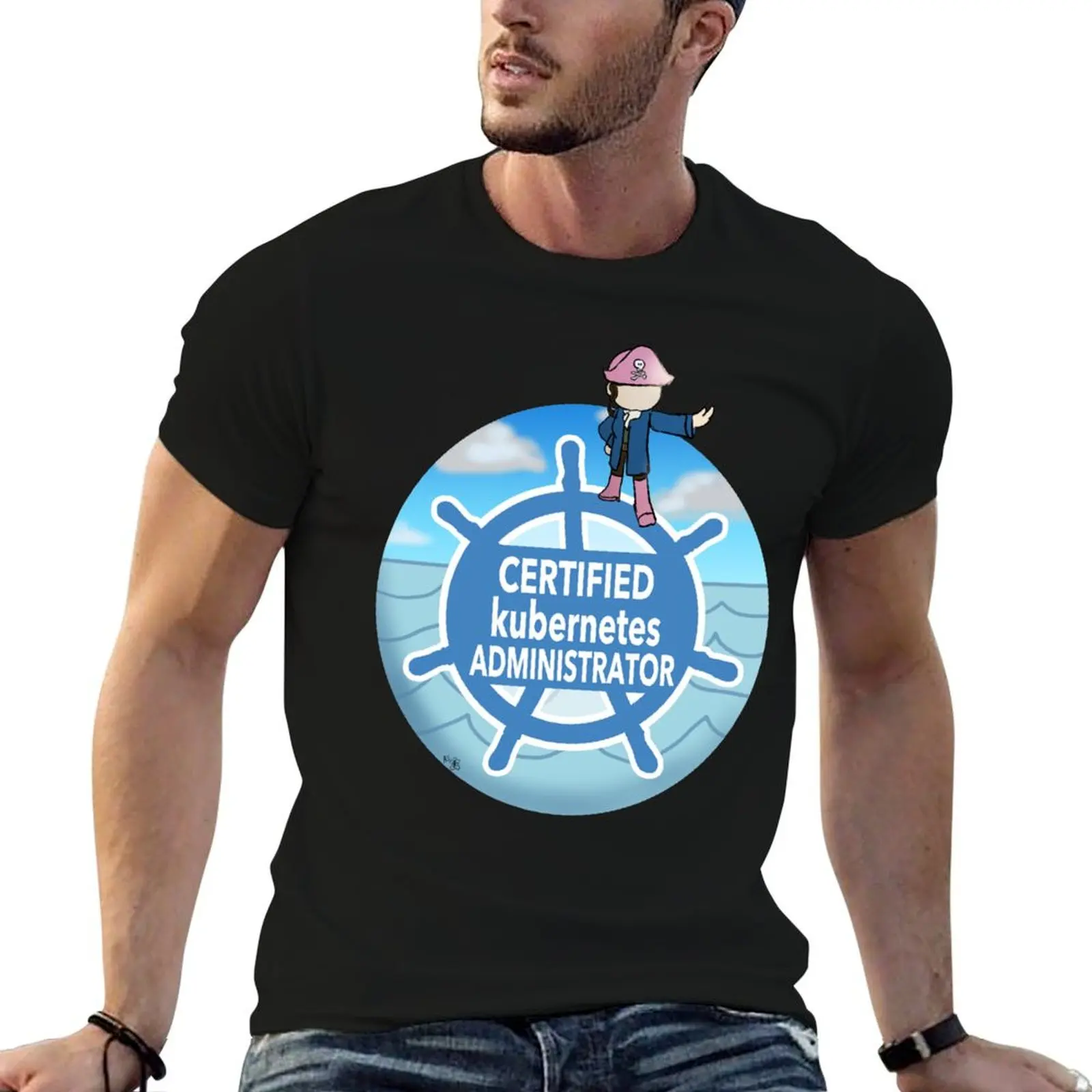 

Сертифицированная футболка Kubernetes Administrator в розовой футболке, мужская повседневная футболка, мужская хлопковая футболка