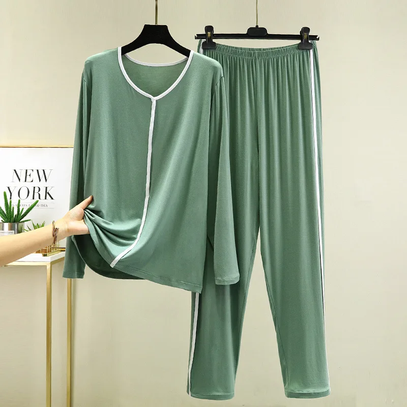 Ensemble de pyjamas Rick pour femmes, vêtements de nuit chauds, manches longues, modal, automne, hiver