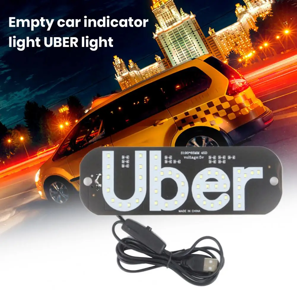 LED Uber Car Light Sign With Suction Cups Super Bright Plug-Play USB Plug Car Light Board Sign Auto Atmosphere Lamp Car Supplies