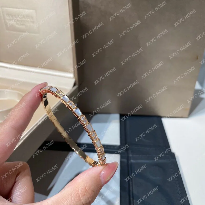 Bracelet Women's 18k rose gold non-fading snake-shaped white fritillary, stacked, bracelet snake bone narrow bracelet