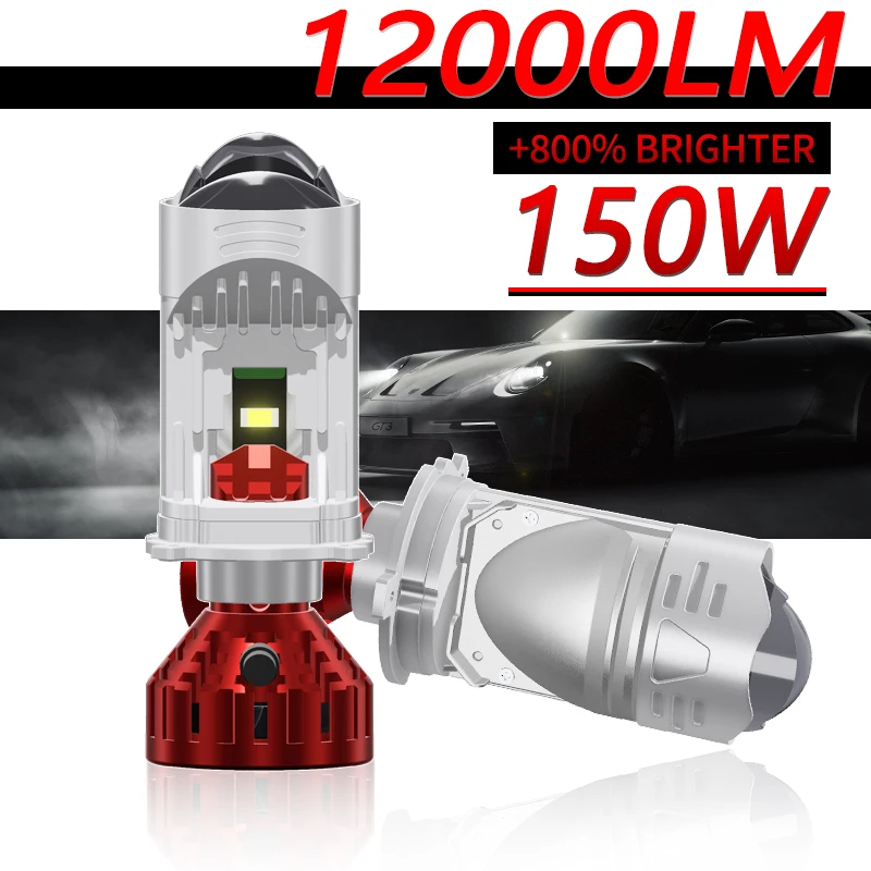 

2PCS H4 LED Projector Lens Headlight Bulb H4 LED 150W Hi/Lo Beam 6000K White Turbo Car Headlamp Bulbs 24V 12V Plug-and-Play