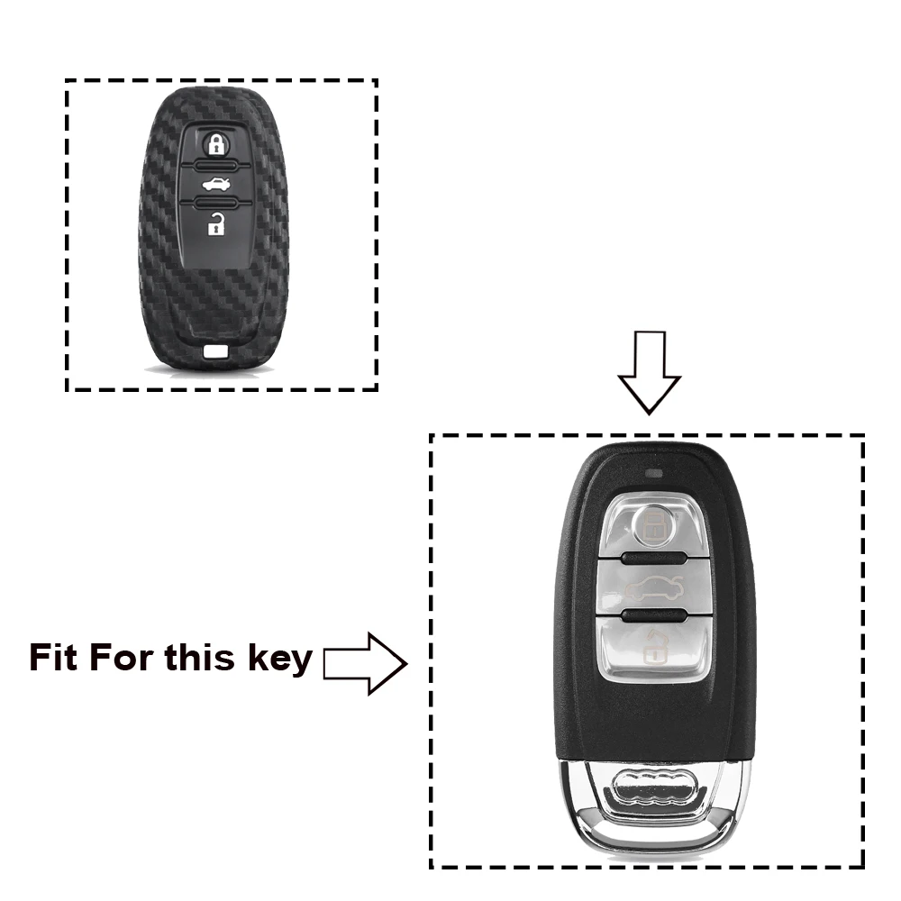 KEYYOU For Audi B6 B7 B8 A4 A5 A6 A7 A8 Q5 Q7 R8 TT S5 S6 S8 Carbon Silicone Fiber Remote Smart Car Key Case Cover Bag For Audi - view 2