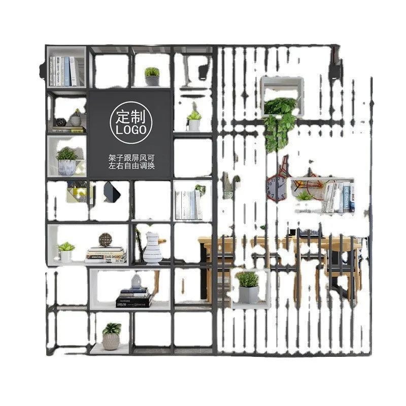 Iron art office front desk light luxury creative industrial style partition cabinet bookshelf flower stand porch company screen