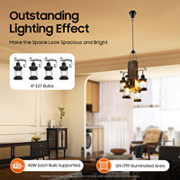 Industrial Loft Bar Hanging Lamp Retro Pendant Light 4 Lights Chandelier Vintage Decorative Hanging Lamp for Living Room