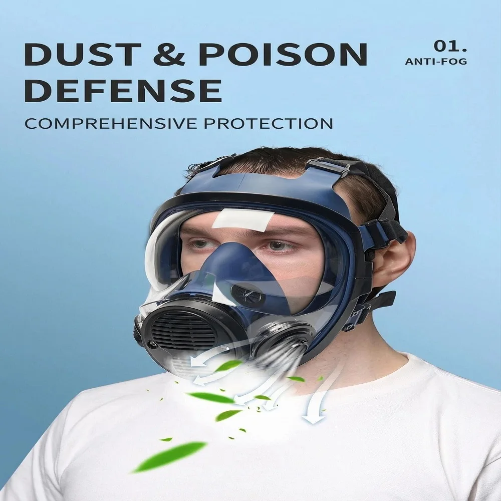 Anti‑Fog Full Face Gas Mask 6800 – Silicone Respirator for Chemical, Pesticide, Spray Paint, Dust, Smoke & Fire Safety