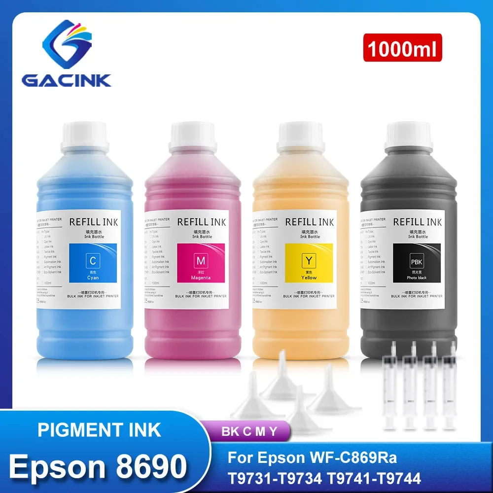 1000ml 8690 Pigment Ink For Epson WorkForce Pro WF-C869R WF-C869RDTWFC WF-C869RD3TWFC C869 Printer T9731-T9734 T9741-T9744