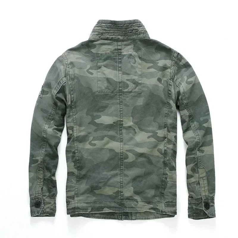 เสื้อแจ็คเก็ตผู้ชาย M65 Denim Retro Cargo Jacketes กลางแจ้งหลายกระเป๋า Camo Tops Field Casual แฟชั่นเดินป่า Coats Uniform