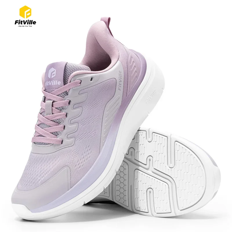 FitVille Women's Extra Wide Walking Sneakers, Breathable Lightweight Running Shoes with Arch Support for Flat Feet and Heel Pain