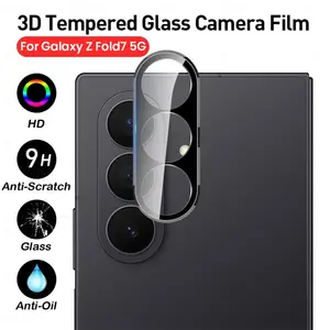 Bilashmart 3D Camera Protective Glass Samsung Galaxy Z Fold 7 Fold7 Fold7 5G Curved Lens Tempered Glass Film SamsungZFold7 GalaxyZFold7
