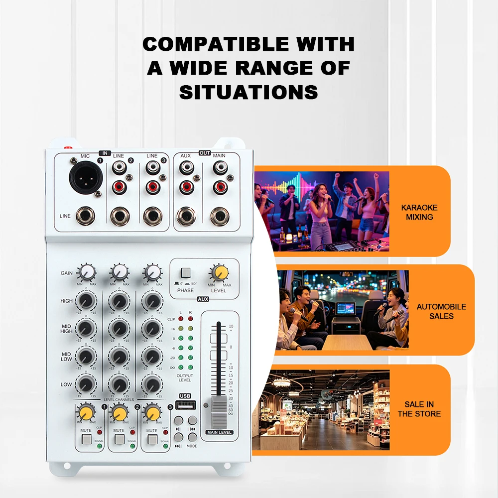 Car Audio Mixer 4 Band EQ Professional Automotive Sound Mixing Console 12V Audio Processor USB Audio Play view 6