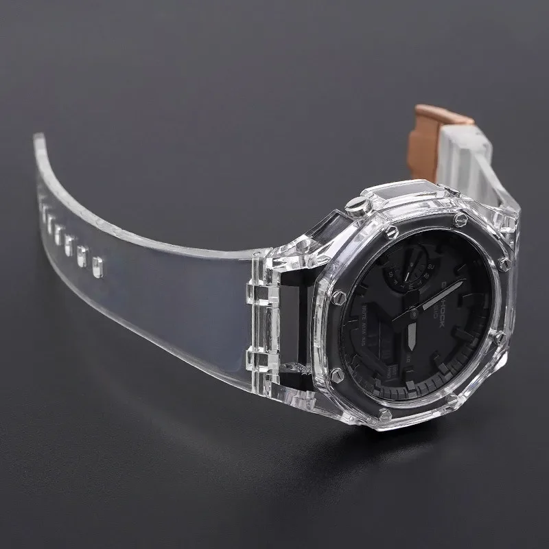 Modified Strap Case for Casio G-SHOCK GA-2100 GA-2110 Replacement Farm Oak TPU Transparent Watch Band Bezel Bracelet Accessories