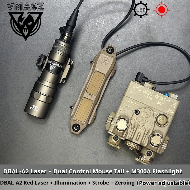 DBAL A2 Red Green Dot Laser Surefi M300 M600 Flashlight Pressure Switch Hunting Airsoft Tactics Light For 20mm MLOK KEYMOD Rail