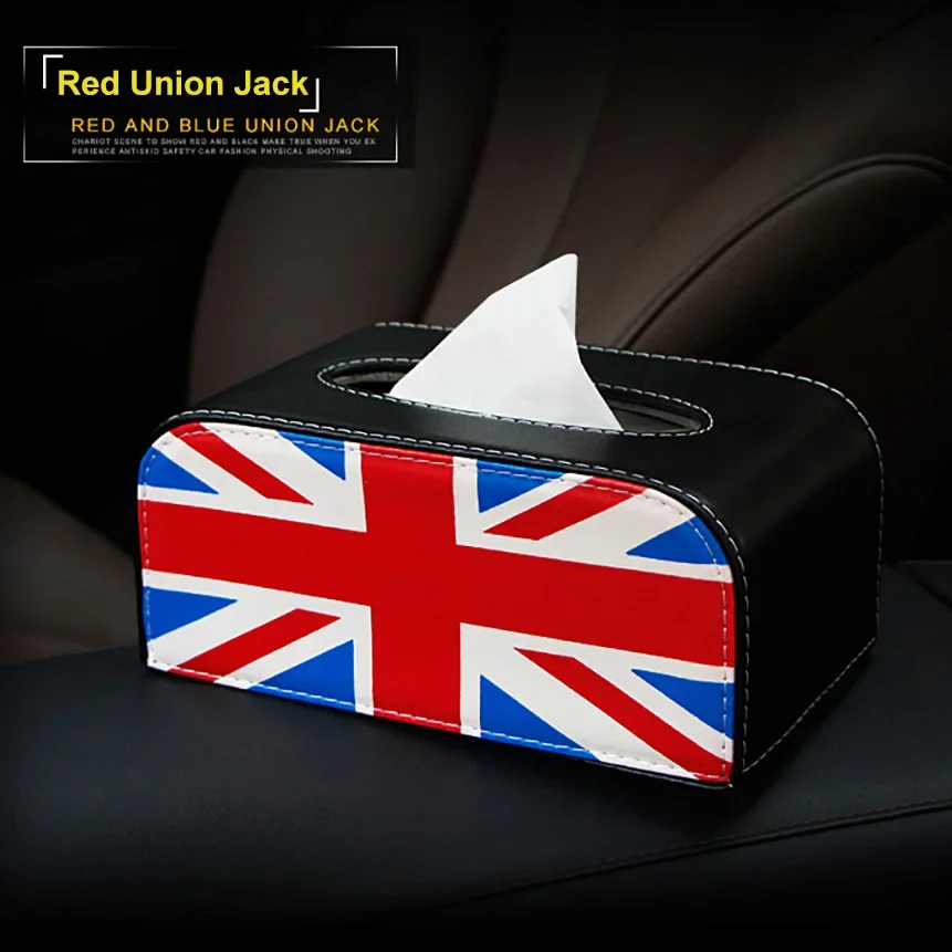 For Mini Cooper R55 R56 R60 F54 F56 F57 F60 Countryman Union Jack Leather Tissue Box Napkin Home Car Decoration Auto Accessories