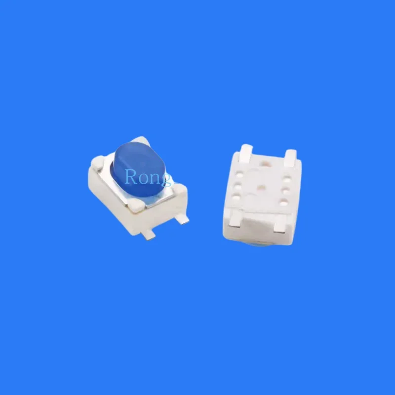 100pcs/ TS-A017B touch switch 4-pin flat foot silicone blue head button car key remote control button 3*4*2.5