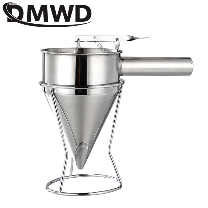 DMWD Takoyaki Needle Sauce Bottle Dispenser Stainless Steel Octopus Balls Filler Manual Batter Separator Eggs Blender Baking Set